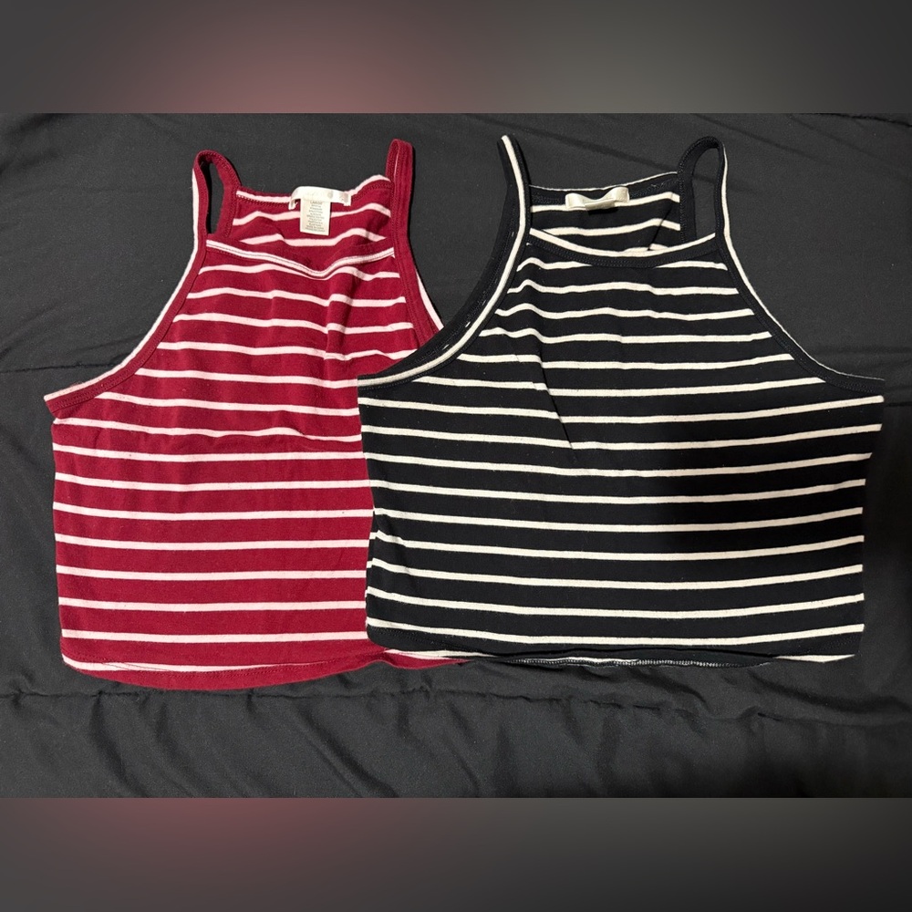 Halter Crop Tops- Red and Black